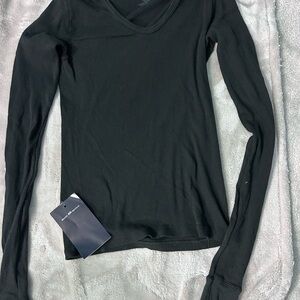 Brandy Melville Black Ribbed Long Sleeve Top